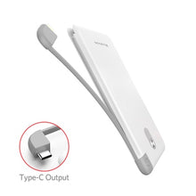 Load image into Gallery viewer, Yoobao 10000mAh Built-in Cable Power Bank Dual USB Input External Battery Ultra Thin Portable Charger for Xiaomi huawei  iponeX