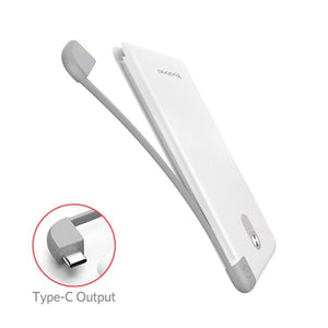 Yoobao 10000mAh Built-in Cable Power Bank Dual USB Input External Battery Ultra Thin Portable Charger for Xiaomi huawei  iponeX