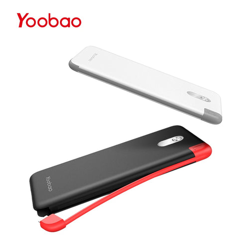Yoobao S5K 5000mAh Built-in Cable Power Bank External Battery Ultra Thin Portable Charger for Mobile Phone Powerbank Samsung